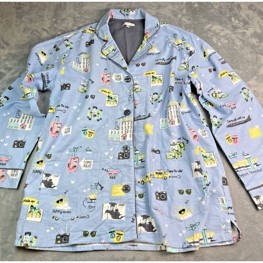 PJ Salvage womens NEW pajama set 'Airport Travel' collegiate soft oversized sz S - Picture 3 of 12